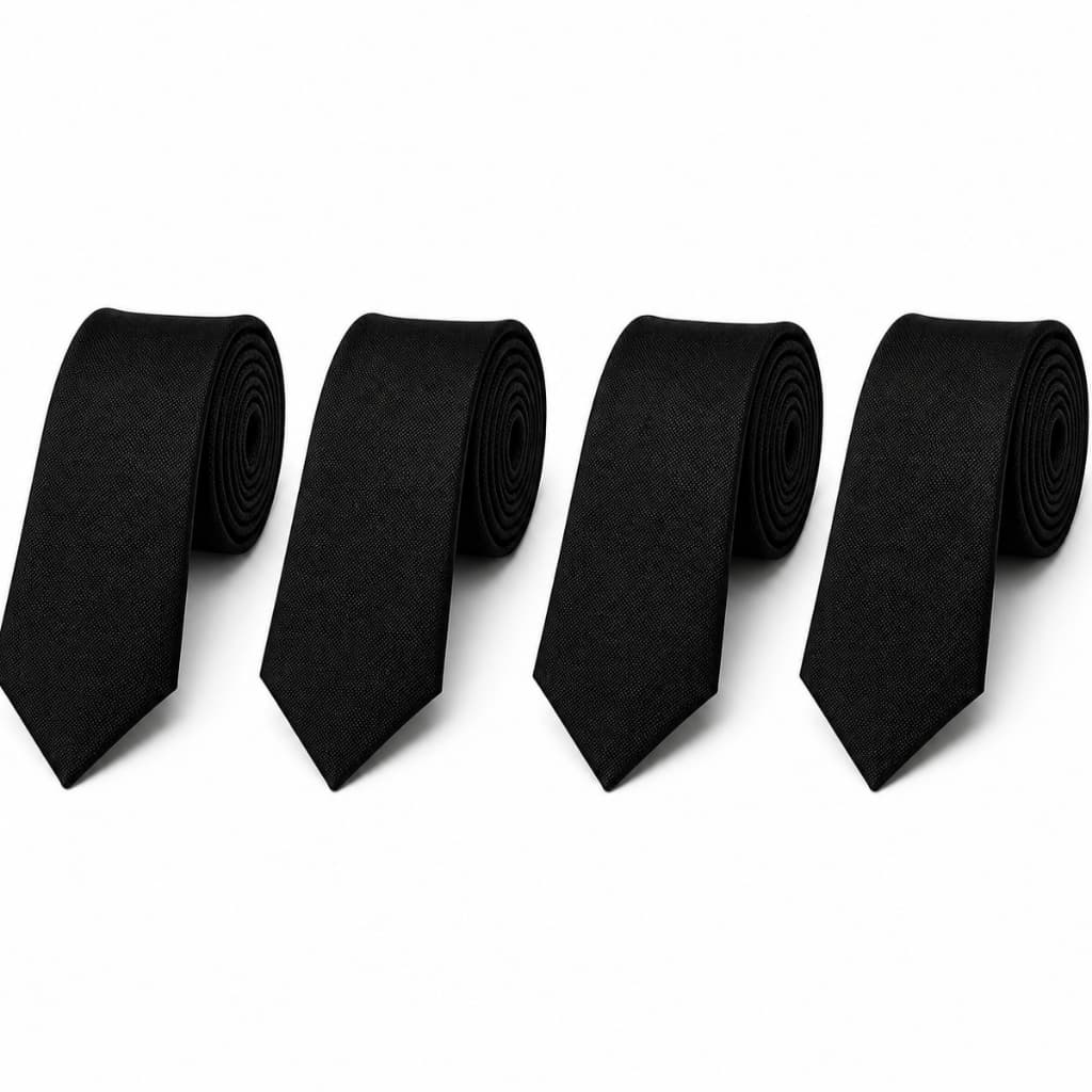 Kit 4 Gravatas Slim Masculinas Premium Lisas para Casamento, Trabalho e Eventos