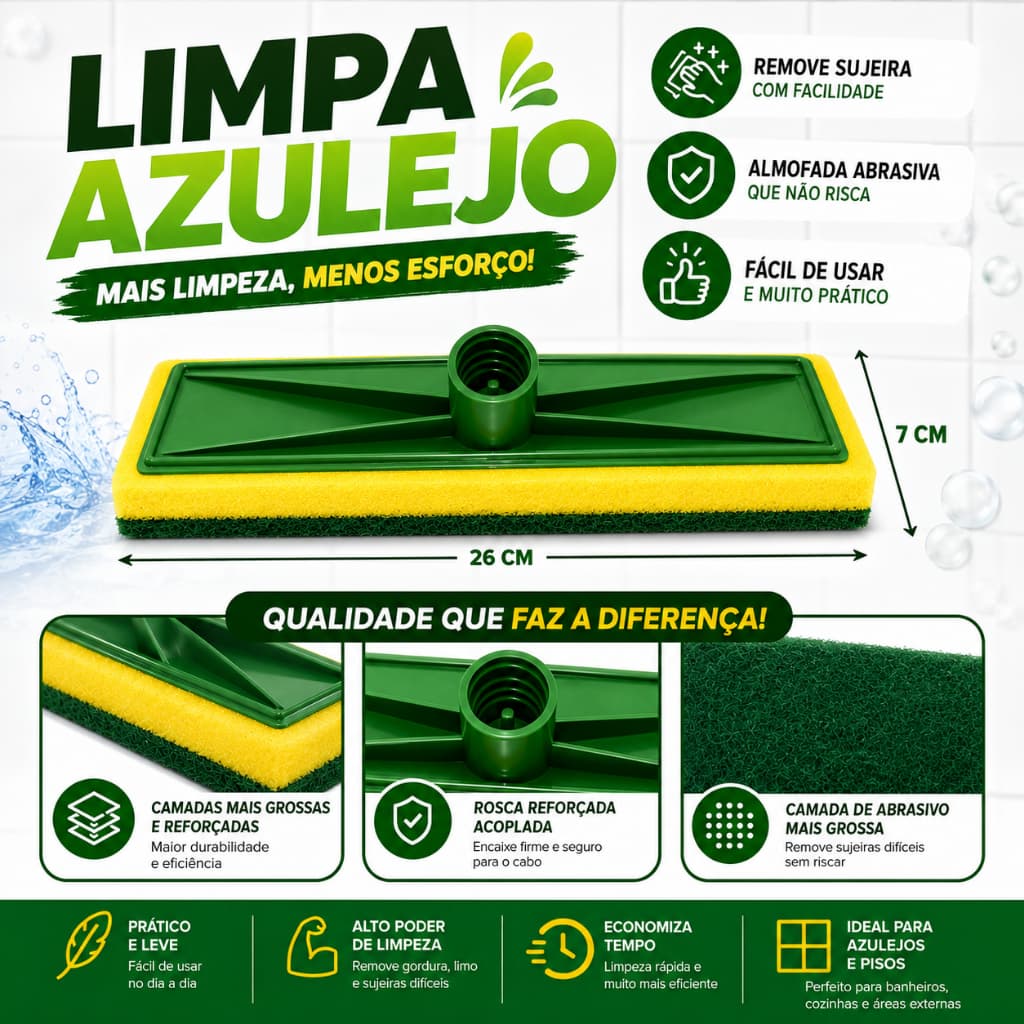 Kit Esfregão Lava Piso Azulejo Fibra Para Limpeza Faxina Pesada Lava Azulejo Limpa Azulejo