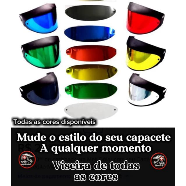 VISEIRAS DO CAPACETE SAN MARINO e similares (kit com todas as cores)