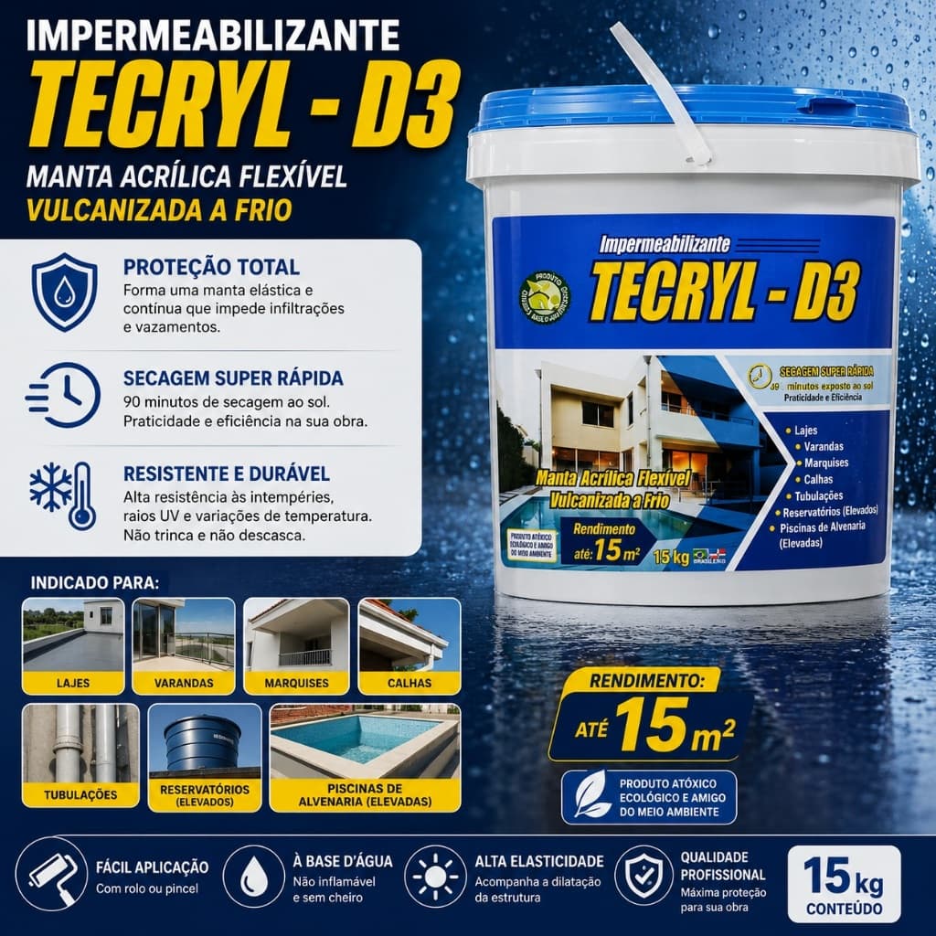 Tecryl D3 impermeabilizante Acrílica Flexível 12kg