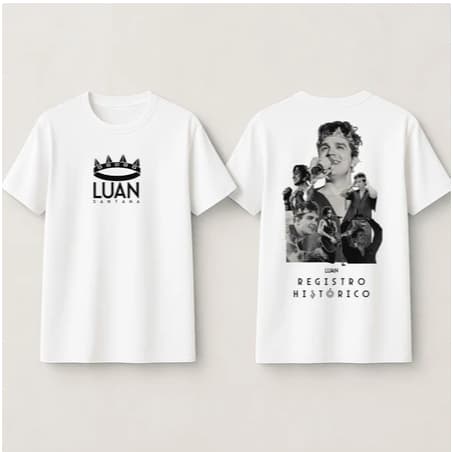 Camiseta Luan Santana Registro Histórico Show Sertanejo Unissex Manga Curta Gola Redonda Fashion