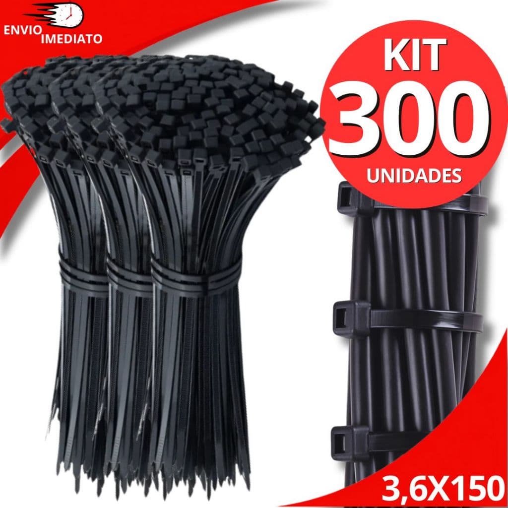 Conjunto 300 Abraçadeira de Nylon Enforca Gato 2,5x20cm  abraçadeira Cinta Plástica Organizador Prendedor