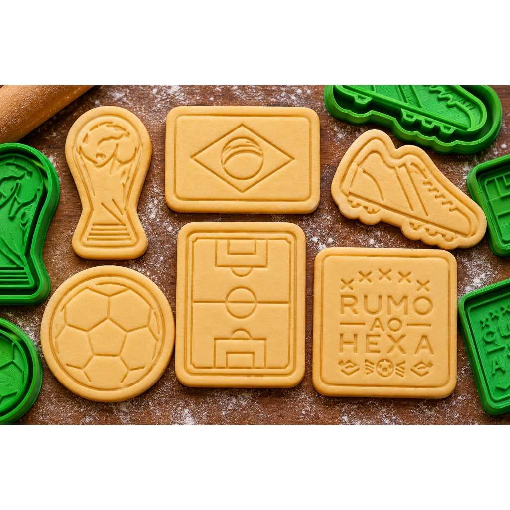 Kit 6 Cortadores De Biscoitos Copa Futebol
