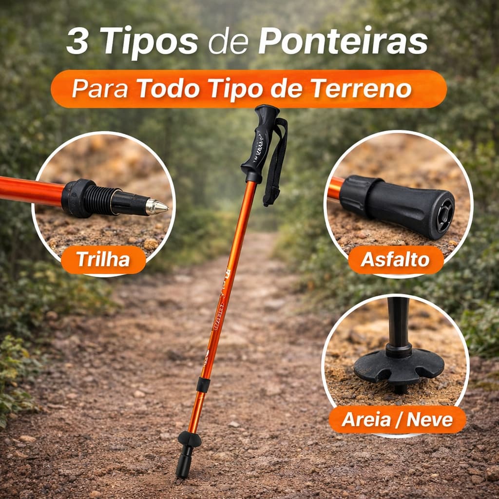 Bastão de Caminhada Nautika – Leve, Resistente e Laranja Vibrante
