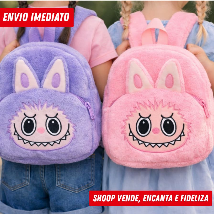 Mochila Infantil Pelúcia Labubu |Costas, Escolar, Passeio - Várias Cores Disponíveis