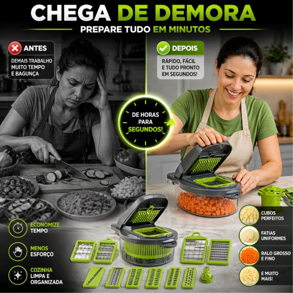 Ralador Fatiador Redondo 15 Peças Multifuncional Utensílio Prático Cozinha Vegetais Legumes