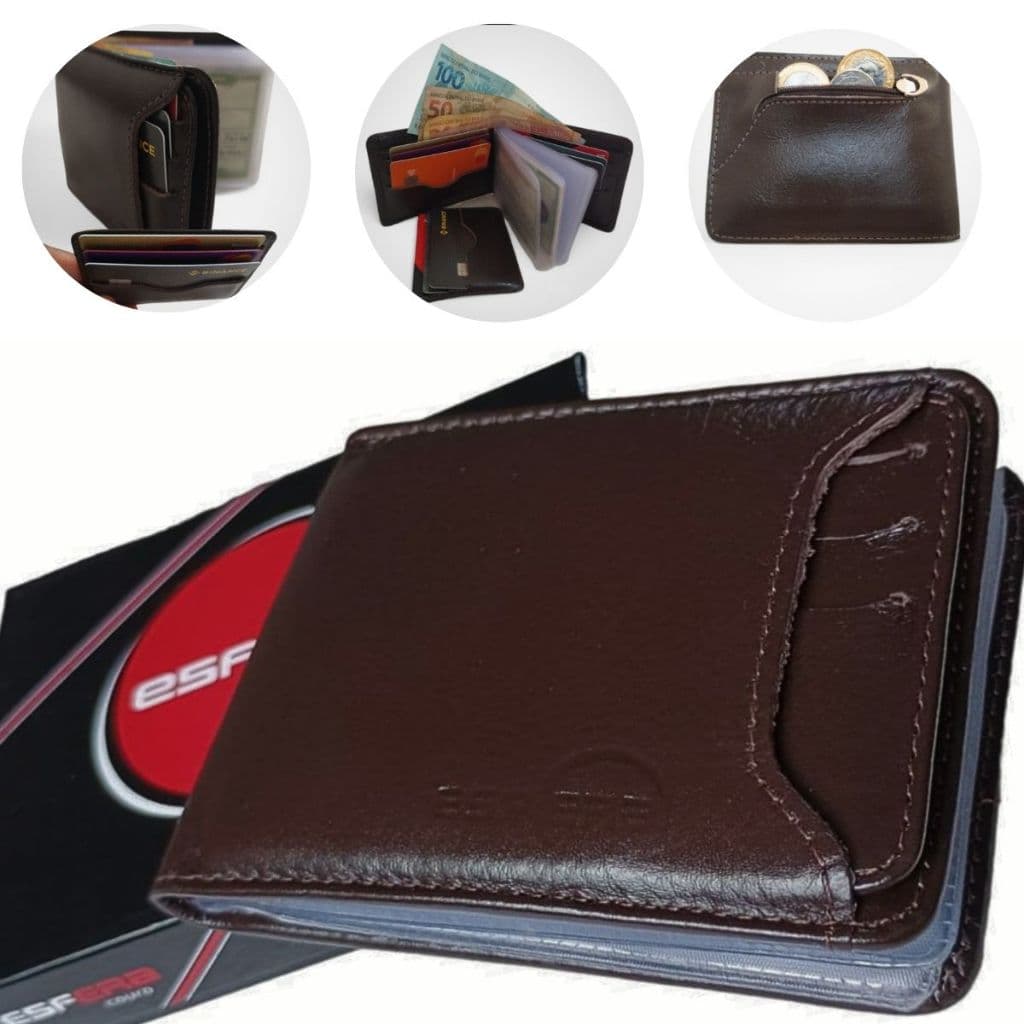 Carteira Masculina Couro 100% Legitimo Premium Completo com porta cartão