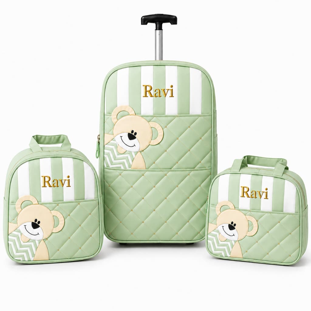 Bolsa Maternidade Mala Personalizada Urso Menino Menina Kit 4 Bolsa Maternidade Personalizada Nome do Bebê
