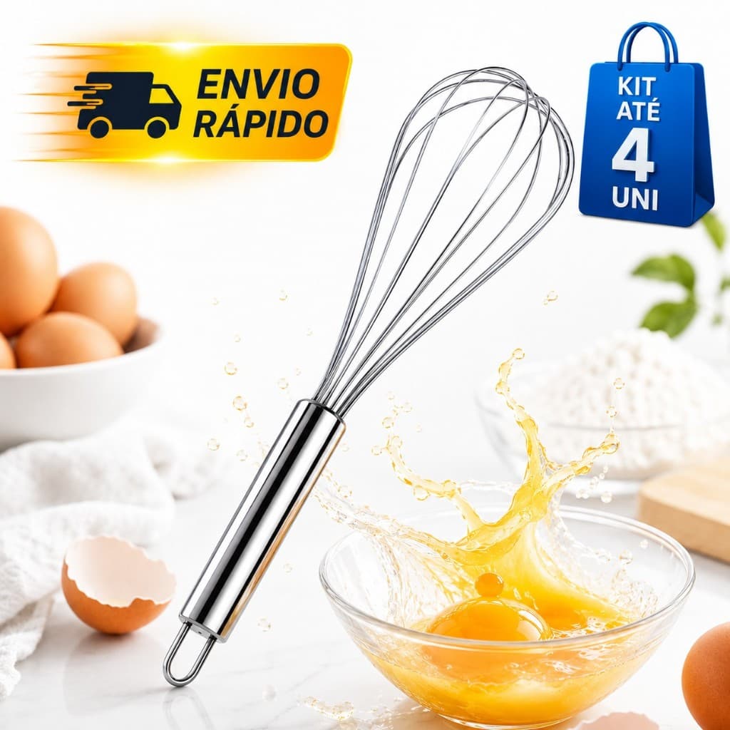 Batedor de Ovos Bolos Massas Cremes e Molhos Manual Inox Fouet Confeitaria Misturador Profissional Utensílio Cozinha ovo