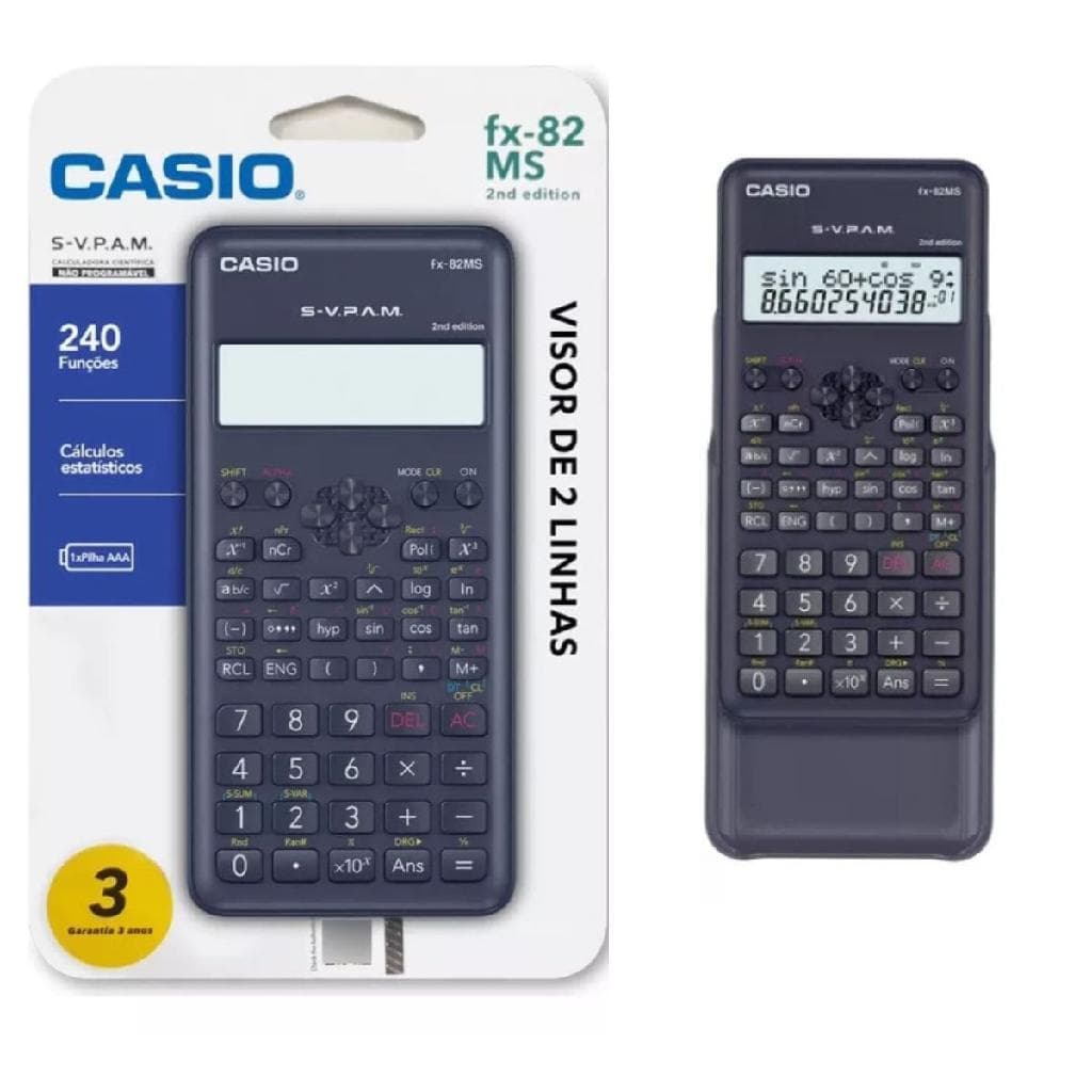 Calculadora Científica 240 Funções Preta FX-82MS-2-S4-DH Casio