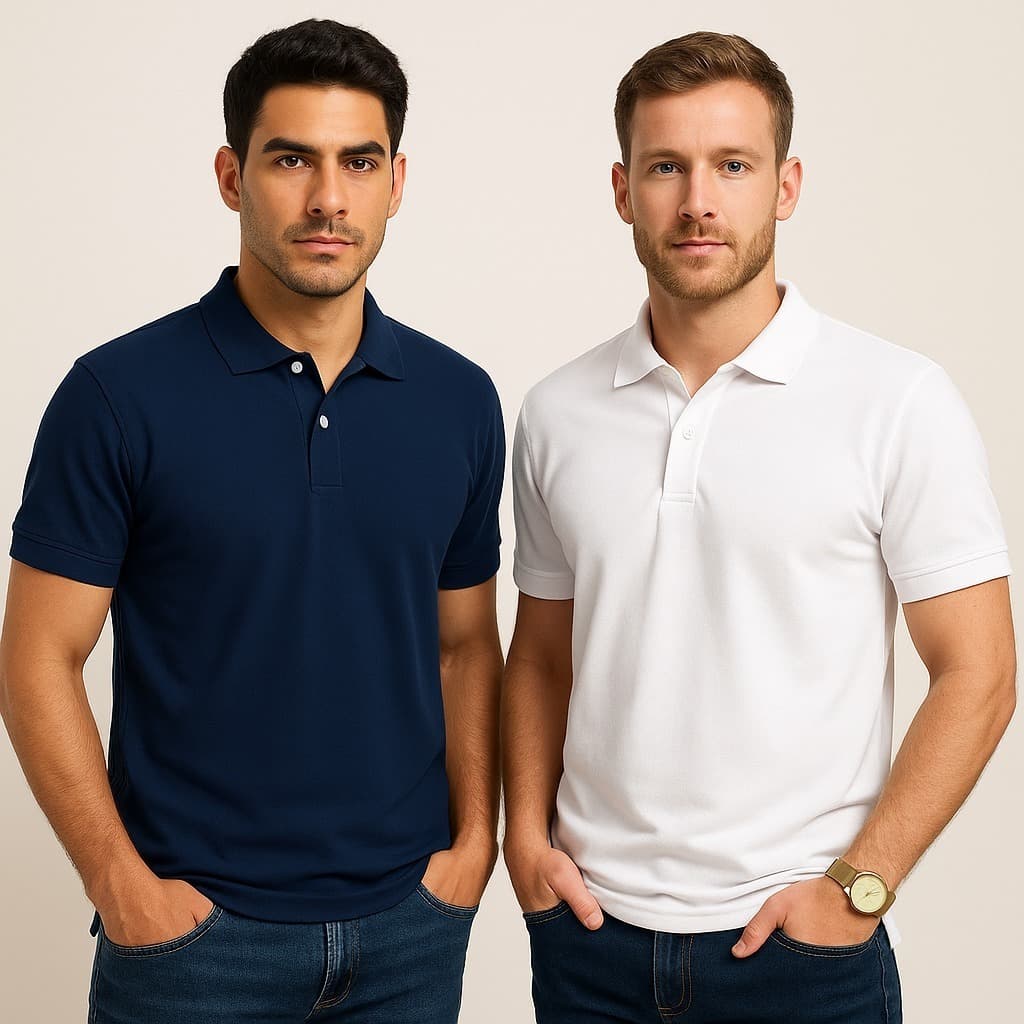 Kit 2 Polos Masculinas Piquet Confortável Trabalho Uniforme Empresa
