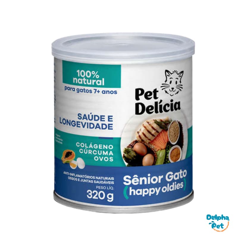 Ração Úmida Pet Delícia Com Colágeno Gatos Sênior 320g