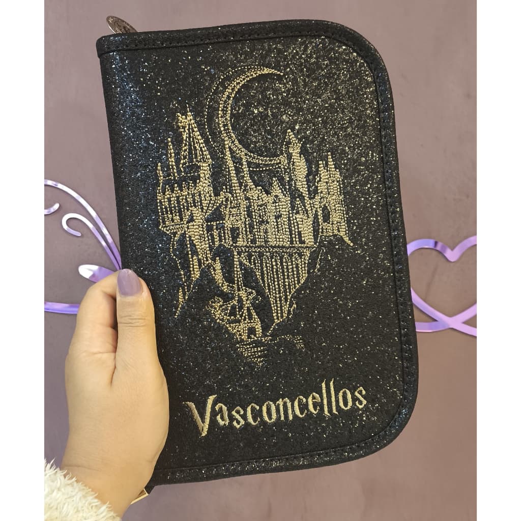 Porta Passaporte Família 4 Passaportes Castelo Harry Potter Mágico Personalizado com Nome
