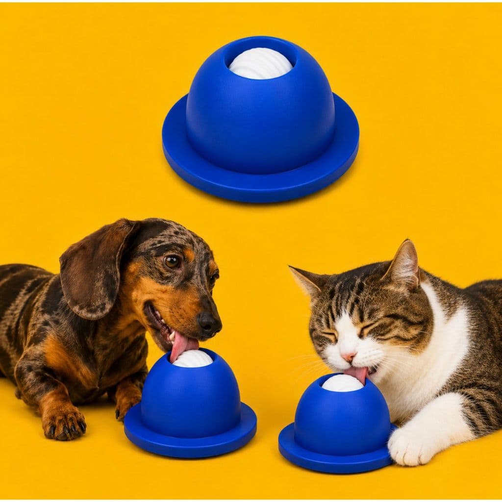 Lambedor Pet - Brinquedo Antiestresse Para Bichinhos Bolinha Rotativa Petisco Cachorros Gatos Tapete