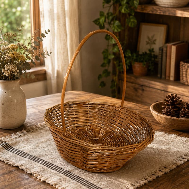 Cesta de Vime Envernizado 30x20x10 (P/ Páscoa | Porta Objetos | Presentes | Decoração | Padaria | Floricultura)