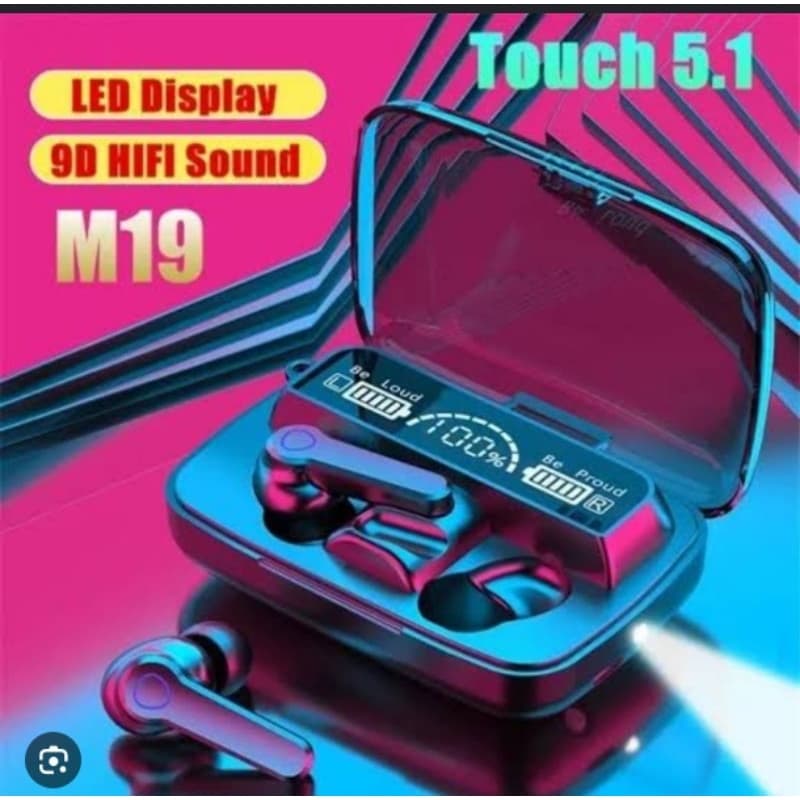 Fones de Ouvido Bluetooth M19 com Display LED Digital para Carga