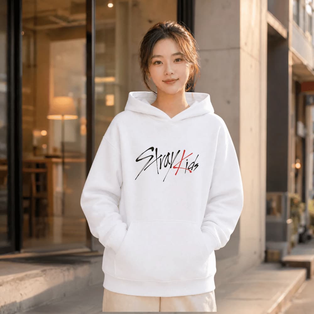Moletom Feminino Banda Stray Kids Logotipo Blusa de frio Kpop Casaco Dorama Confortavel