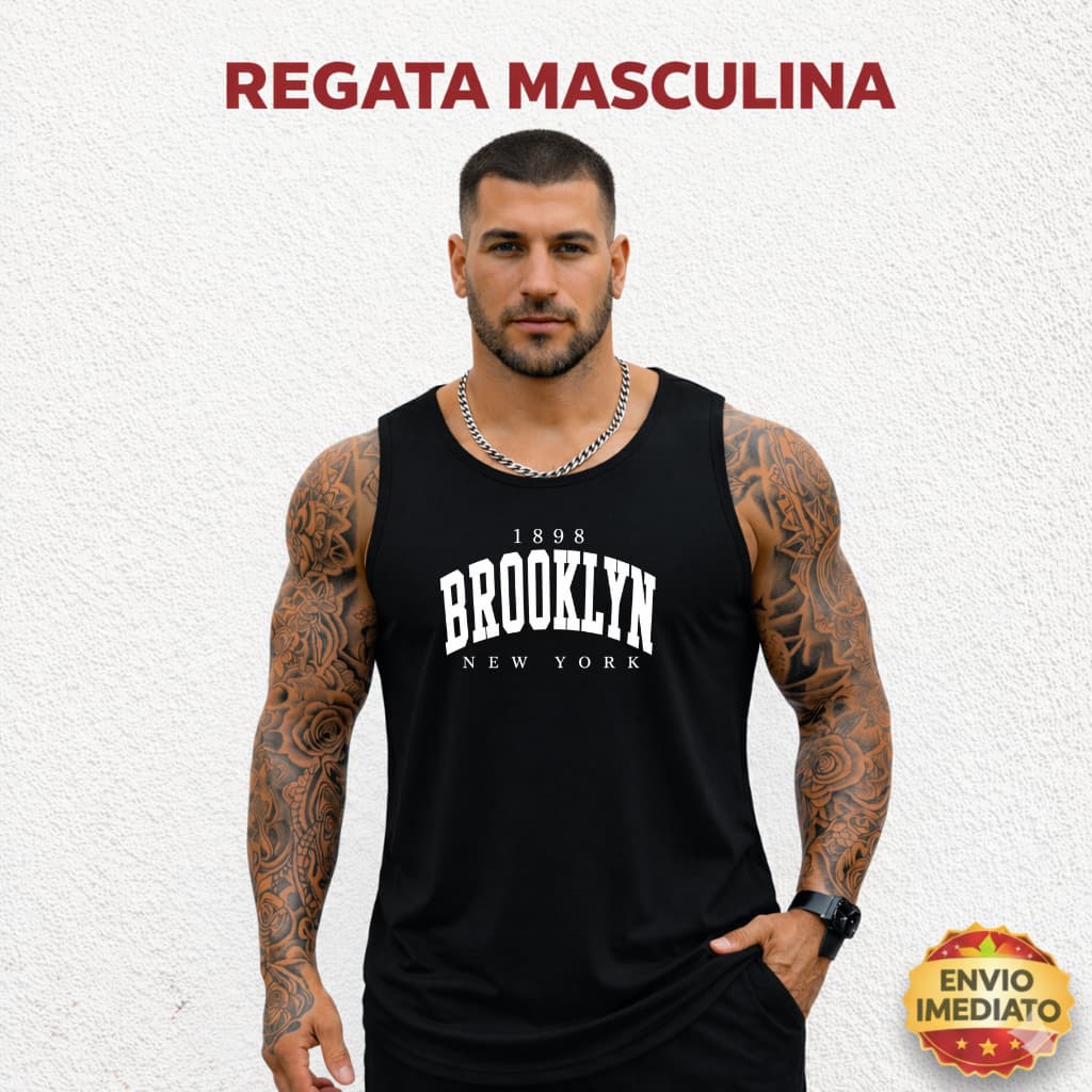 Regata Masculina Oversized Brooklin Algodão Streetwear Moda Urbana Premium Pronta Entrega