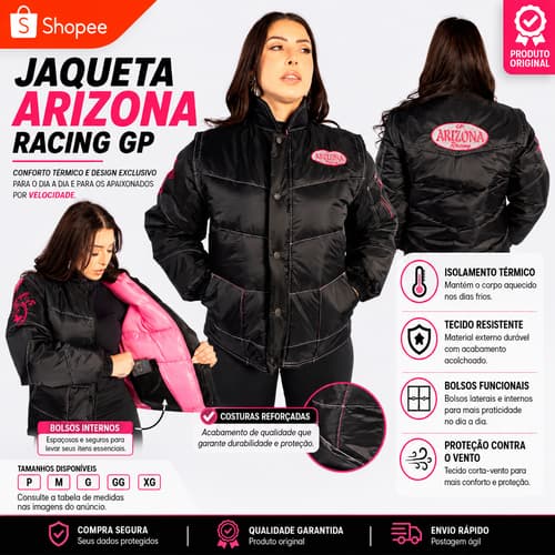 Jaqueta Arizona Racing GP Moto - Feminina Girls Refletiva para Motogirls