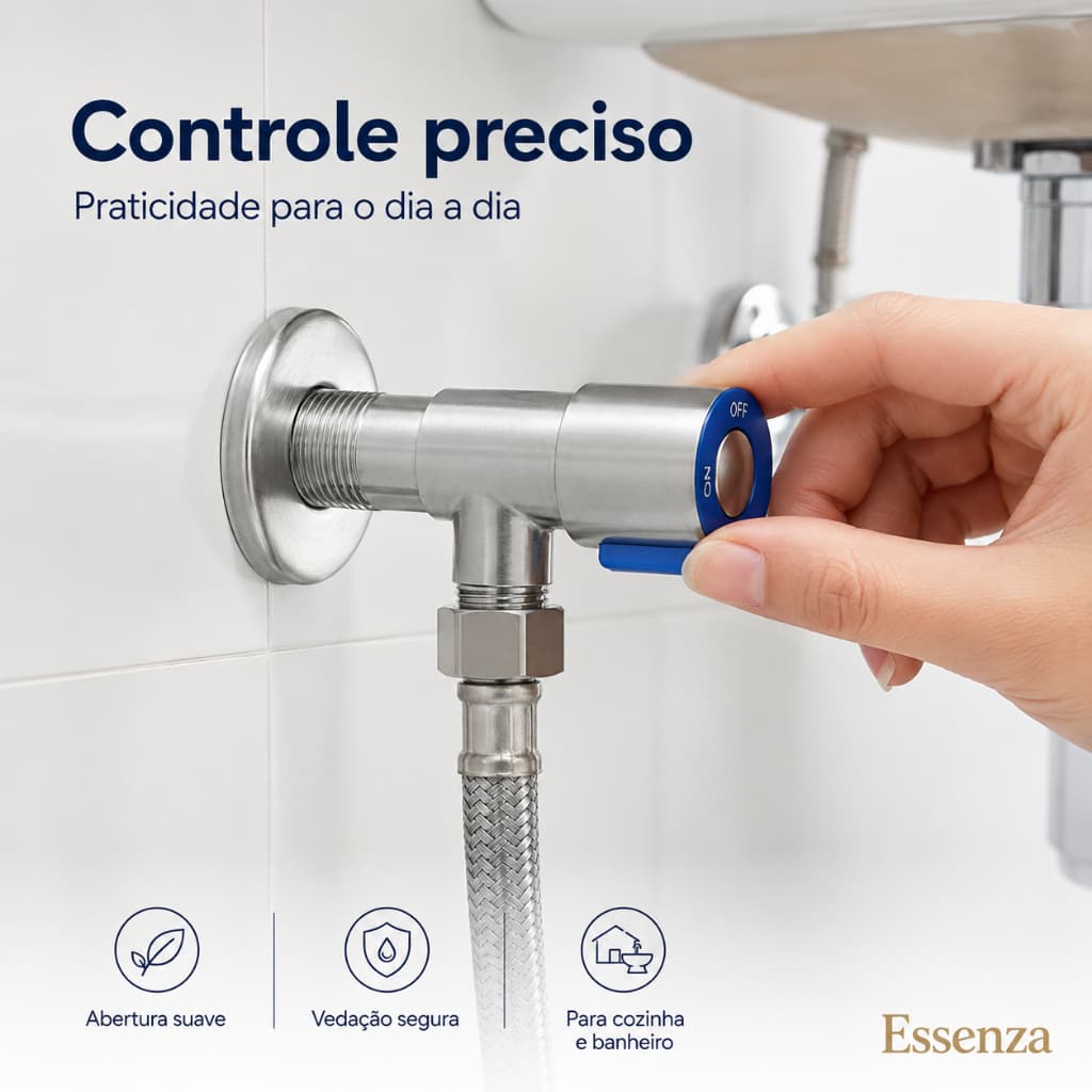 Registro Válvula Angular 1/2 ESSENZA Banheiro Cozinha Ducha Higiênica Caixa Acoplada Torneira