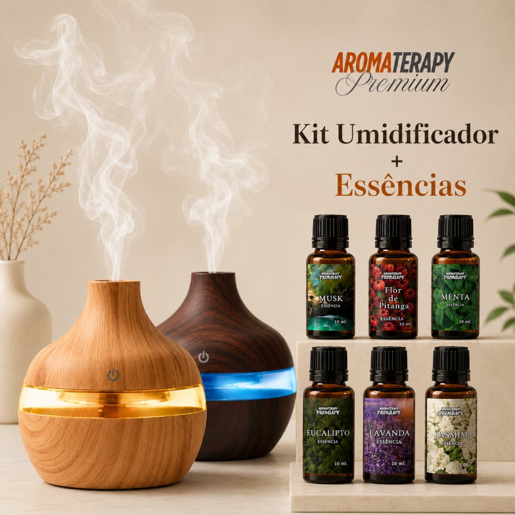 Umidificador De Ar + Essências  Difusor Aromatizador De Ambiente Eletrico Umidificador Usb Com Led
