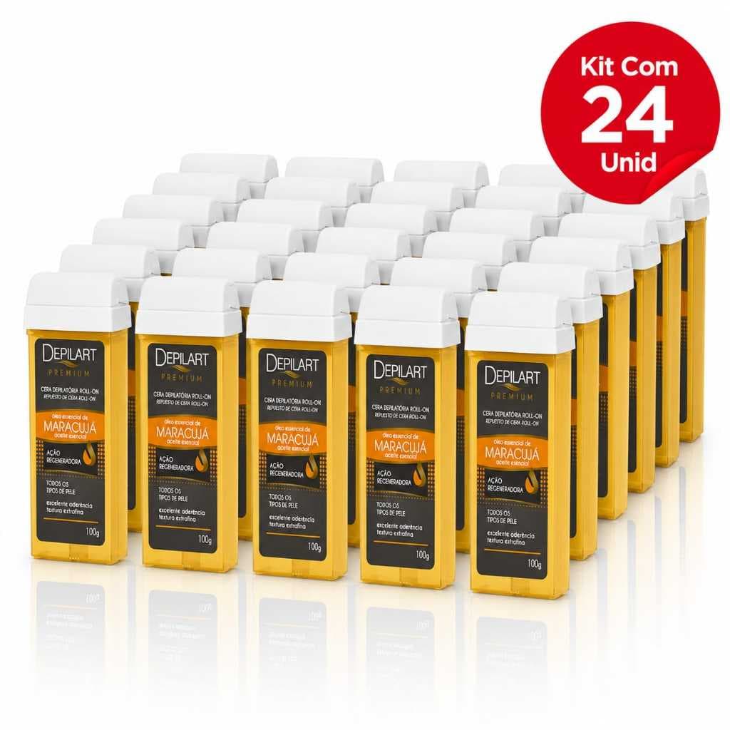 Kit 24un Cera Roll-on Depilart Premium Maracujá 100g – Depilação Fácil, Rápida e Eficiente