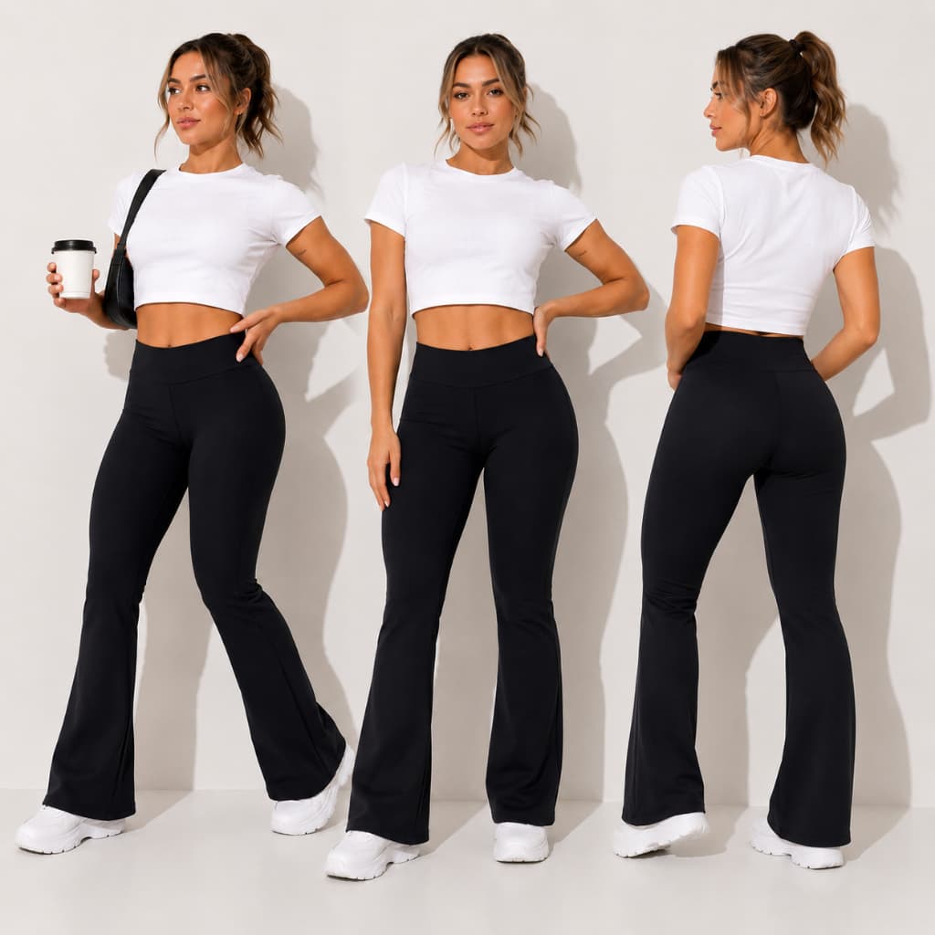 Calça Flare Flanelada Feminina Térmica Cintura Alta Legging Boca de Sino Bailarina Inverno P M G GG
