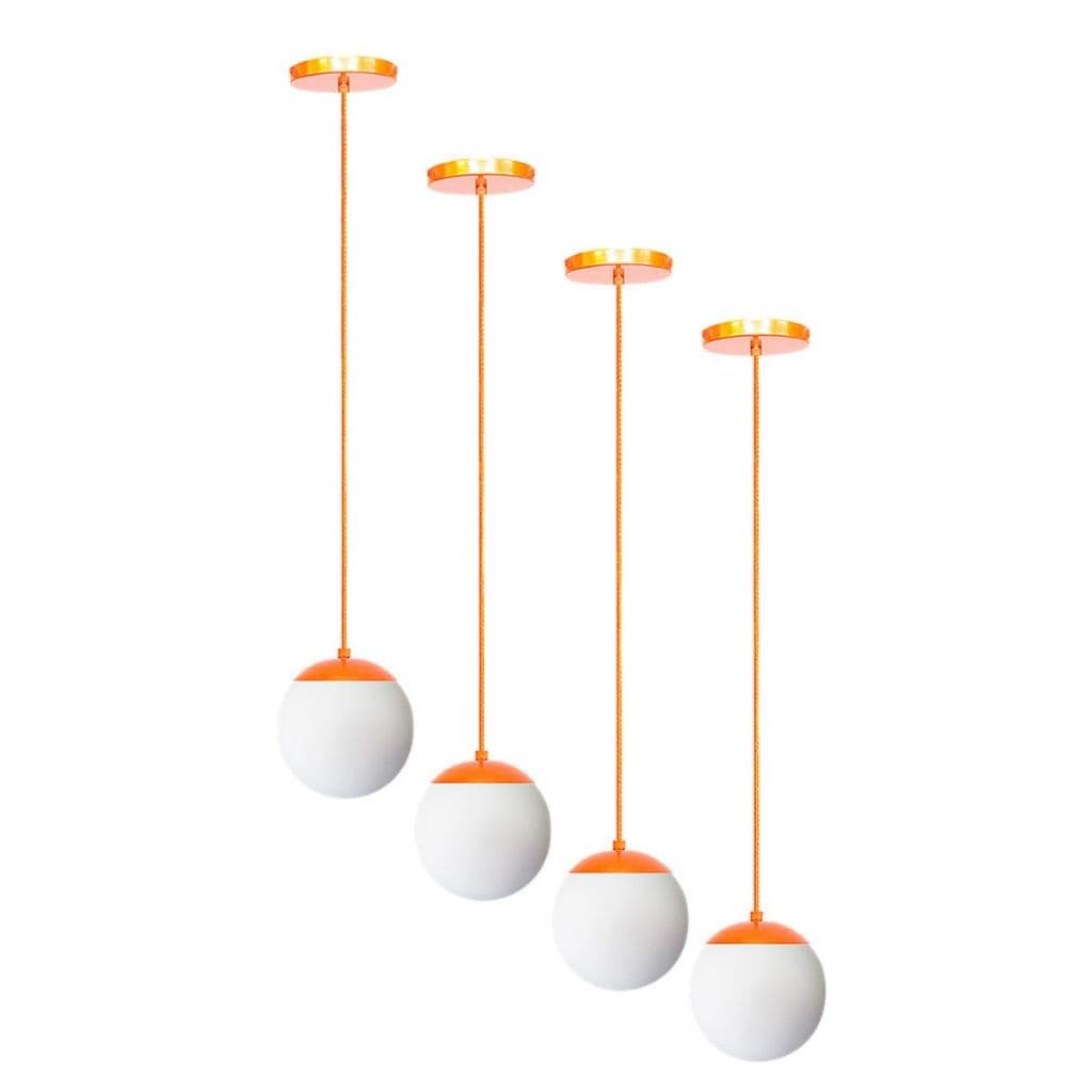 Kit 4 Lustres Pendentes Luminária Globo Stuttgart Jabuticaba Cobre