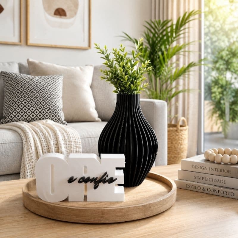 Kit Decoração Vaso + Letreiro Ore e Confie em impressao 3d