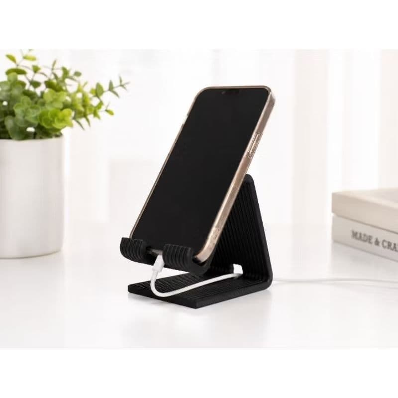 Suporte de Celular Mesa 3D com Passagem para Cabo Carregador para Smartphone.