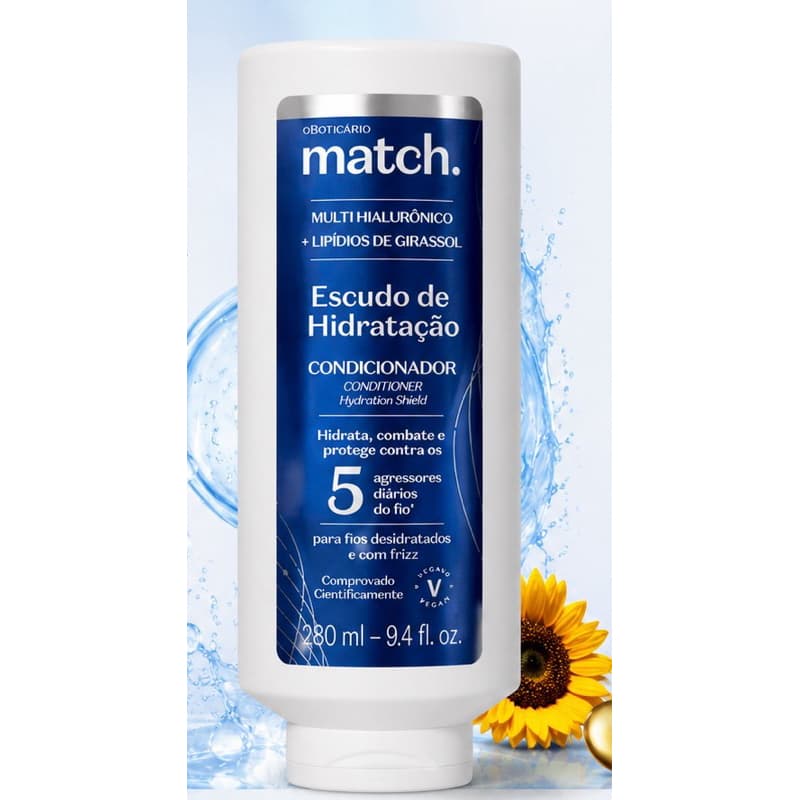 Condicionador Match Escudo de Hidratação O Boticário 280ml Multi Hialurônico