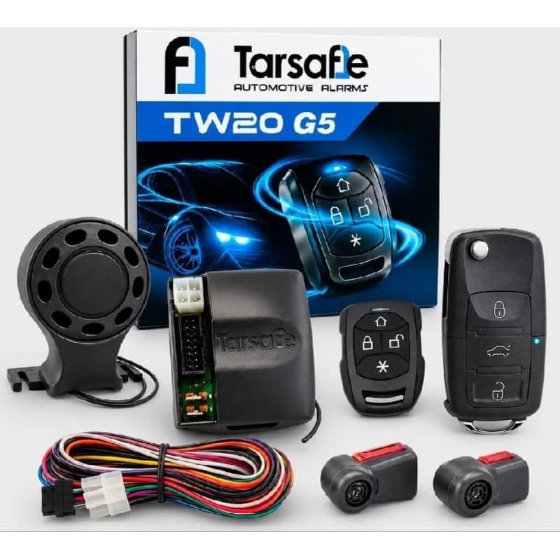 Alarme Automotivo Tarsafe TW20 Tr3c Universal com 01 Controle Remoto, 01 Controle Chave Canivete.