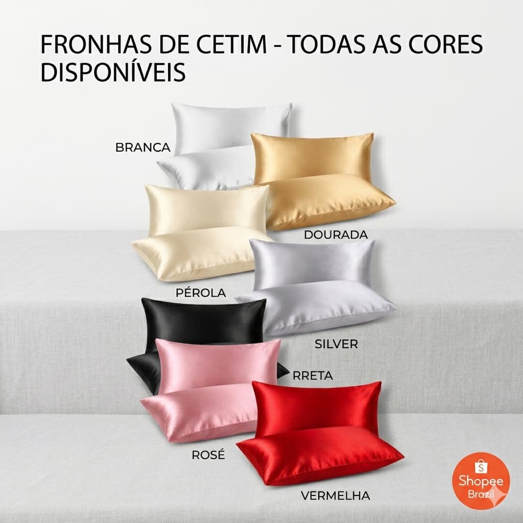 Kit Fronhas Cetim 50x70 Acetinado Macio Brilhoso 2 ou 4 Peças Várias Cores