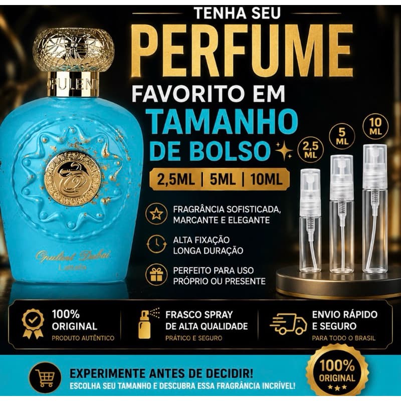 Perfume Árabe Opulent Dubai Lattafa Eau De Parfum 2ml/ 5ml / 10ml Lançamento