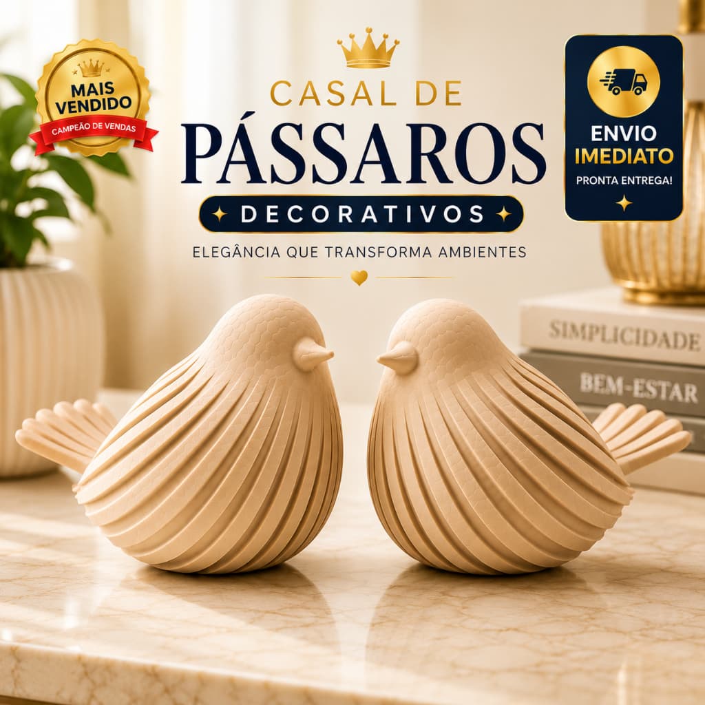 Pássaro Decorativo 3D Minimalista Escultura para Estante