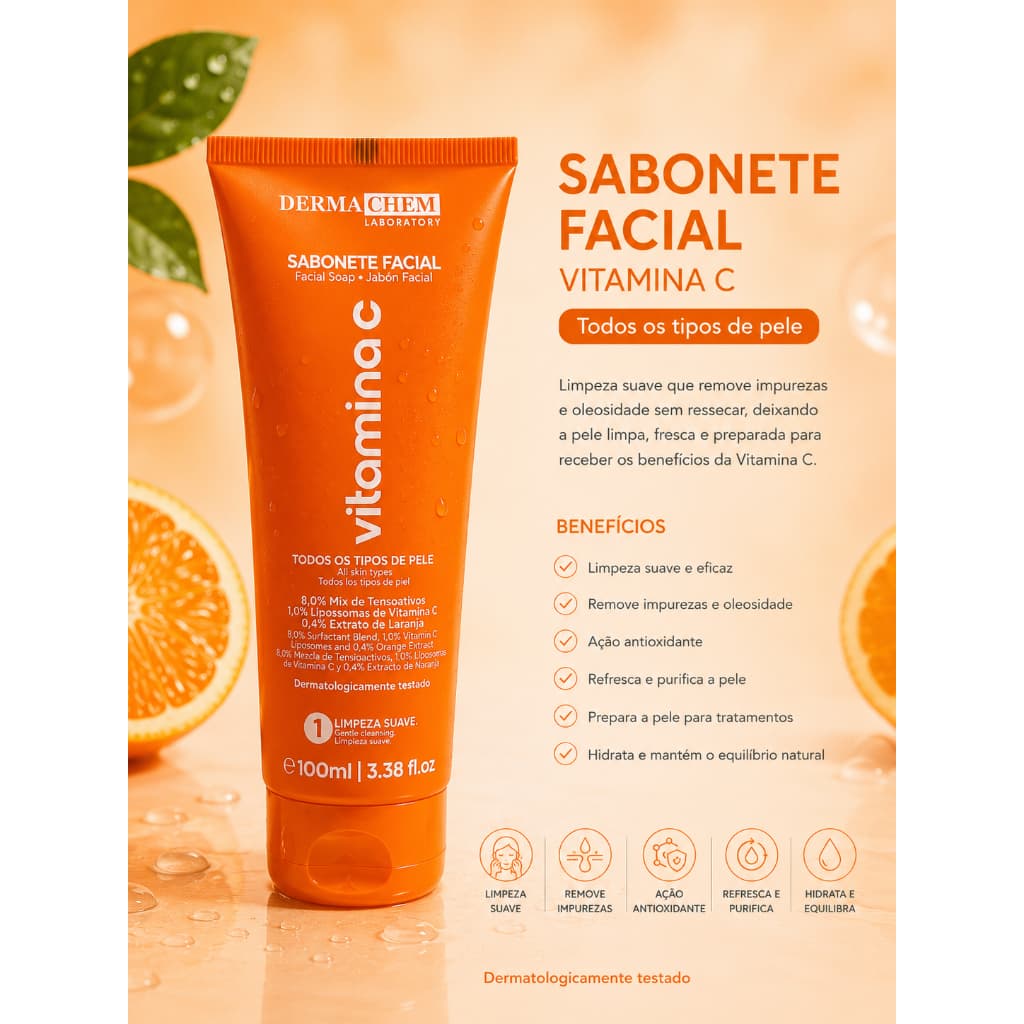 Sabonete Facial Vitamina C Dermachem 100ml