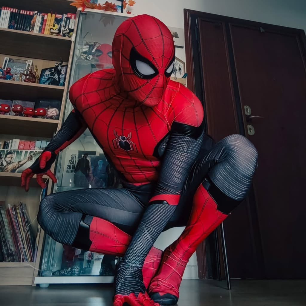 Fantasia Cosplay Homem Aranha Longe De Casa Tom Holland Traje C/ Lentes luxo
