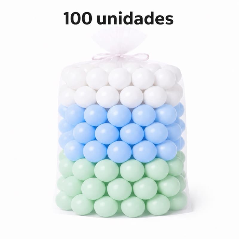 Kit Bolinhas Premium Piscina Infantil Verde Bebê Azul Bebê Branco 100, 50 e 25 Unidades - Alta Resistência - Não amassam