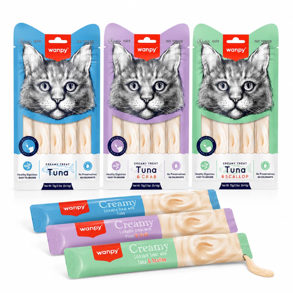 Petisco Cremoso Gatos Wanpy Creamy Natural Premium 70g Snack Tubinhos Vitaminas Nutritivo Churu Sabores