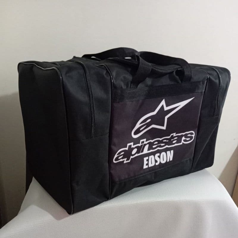 bolsa equipamentos motocross com nome do piloto manda logo o seu nome