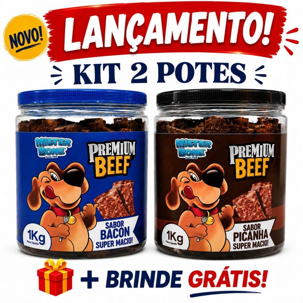 Petisco para cachorro (2Kg)-  Kit com 02 Potes de 1Kg  BRINDE: 01 Premium Beef de 50g