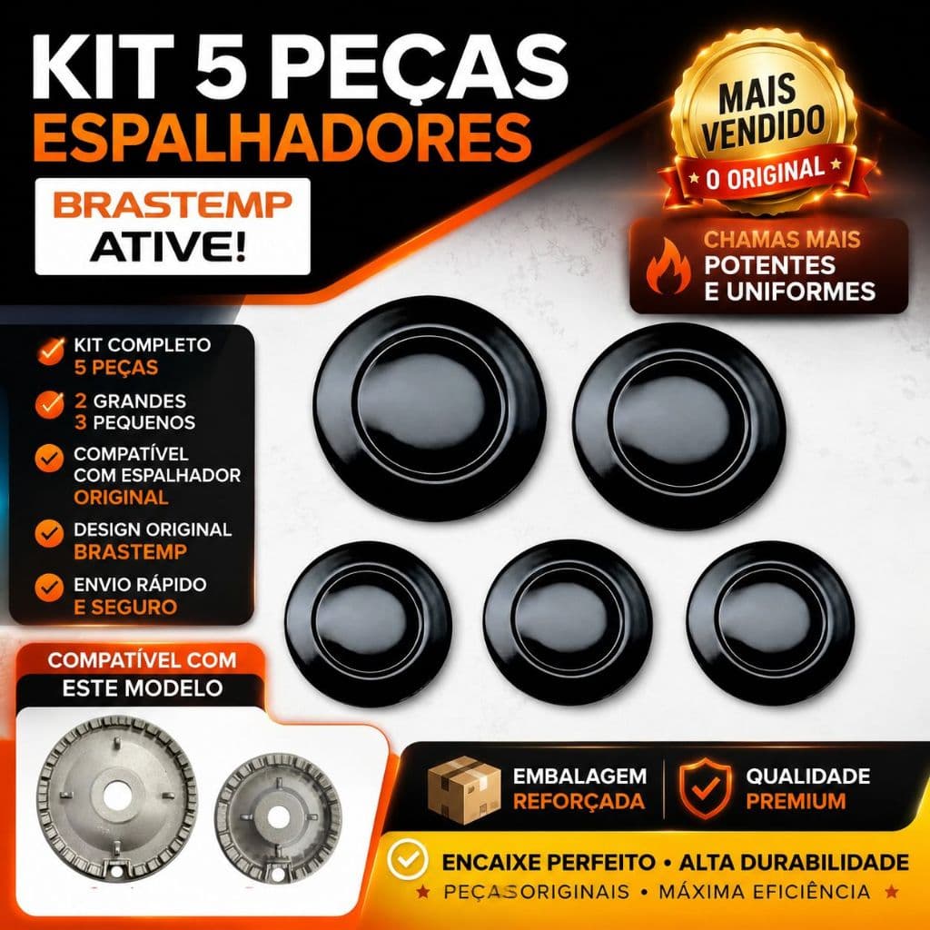 Kit Queimadores Espalhadores Fogão Brastemp Consul Ative Clean Original Compatível 4 5 6 Bocas