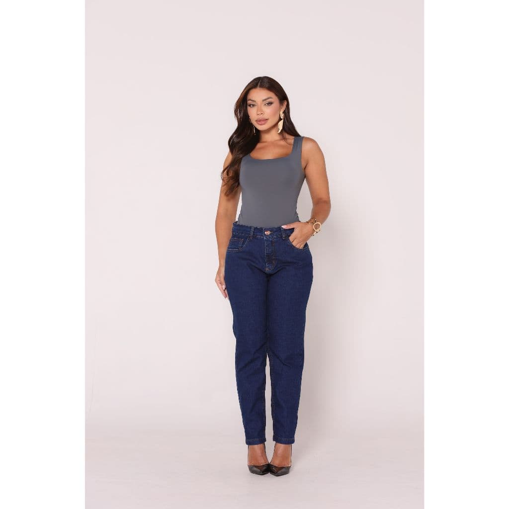 Calça Mom Jeans Feminina Cintura Alta com Bolso Funcional – Jeans Premium Confortável, Tendência Moda Feminina .