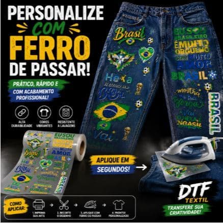 01 metro de tecido DTF para camisetas Tecidos (60cm x 100cm). Tenha o arquivo pronto antes de comprar. Envio imediato.