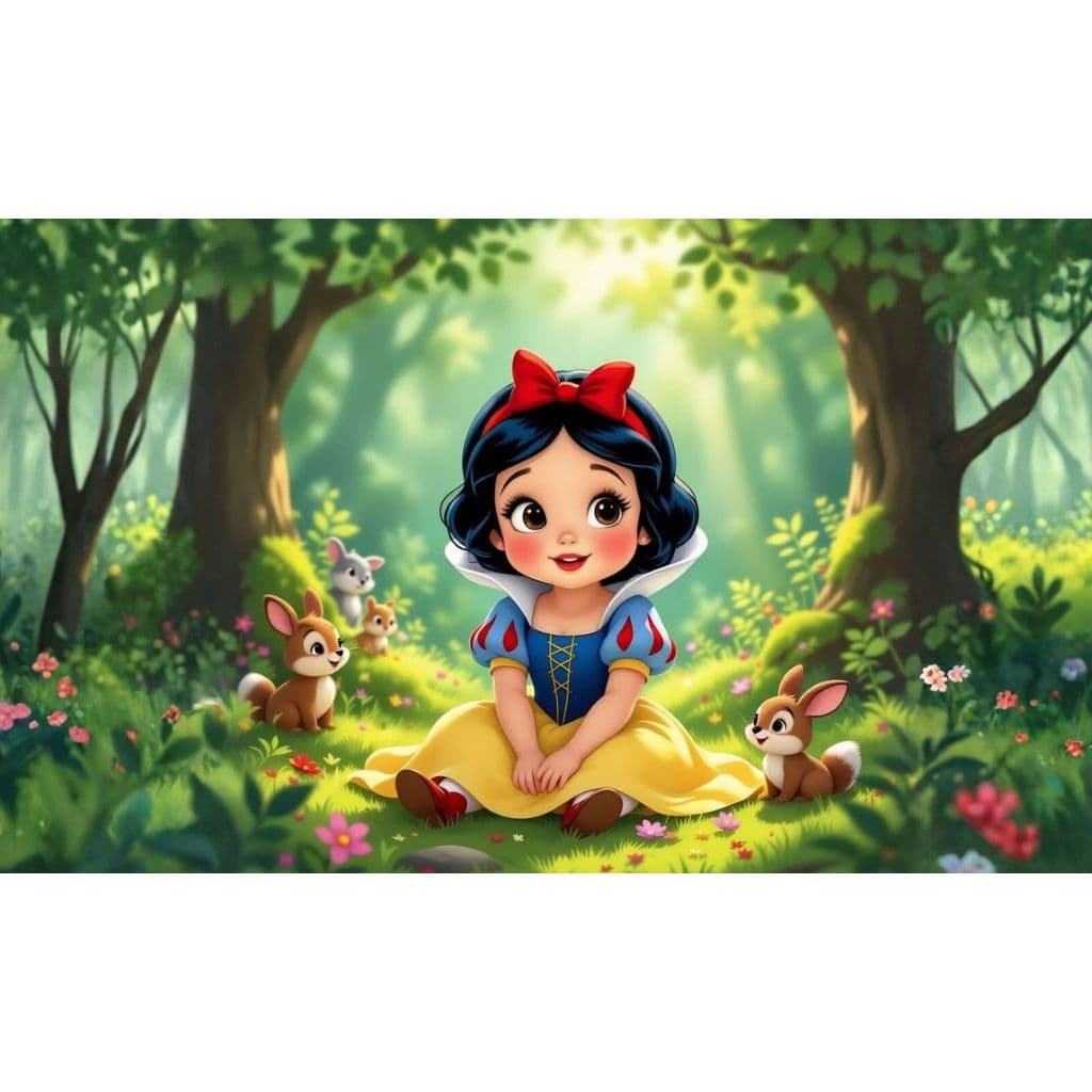 Painel de Festa Antirreflexo Decoração Infantil Princesa Branca de Neve Bebê/Baby