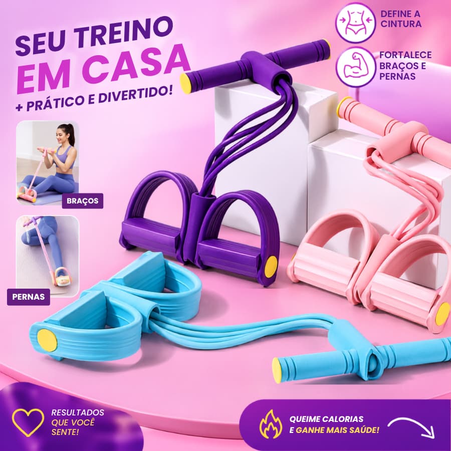 Extensor Elástico Fitness Com Pedal Treino Em Casa Abdômen Braços Pernas