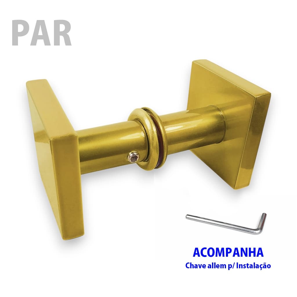Puxador para Box e Porta de Vidro 5x5cm Barra Maciça Dourado Rose Gold