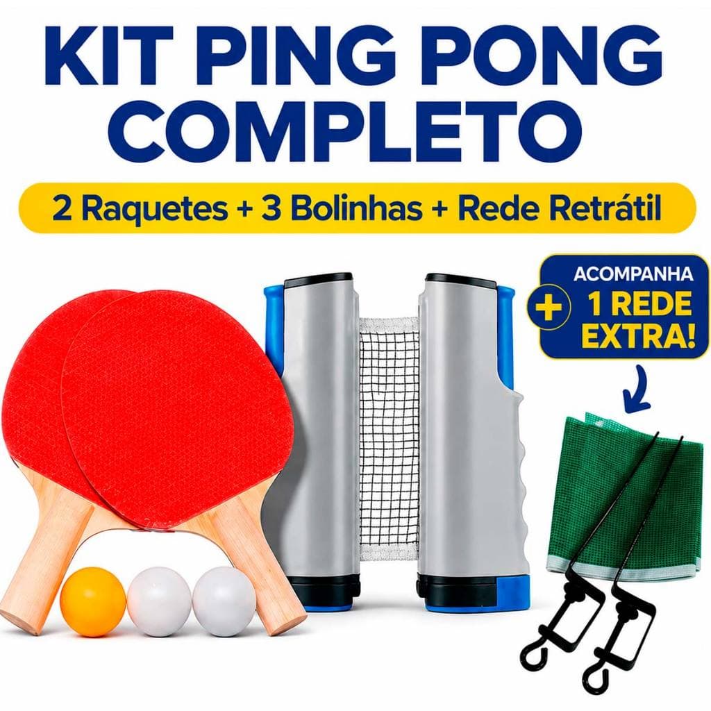 3 Bolinhas 2 Raquetes Kit Tênis De Mesa Ping Pong 1 Rede Retrátil Portátil Tenis De Mesa