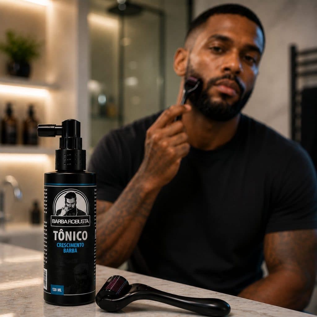 Produto Cresce Barba Cabelo Tônico Crescimento Derma Roller