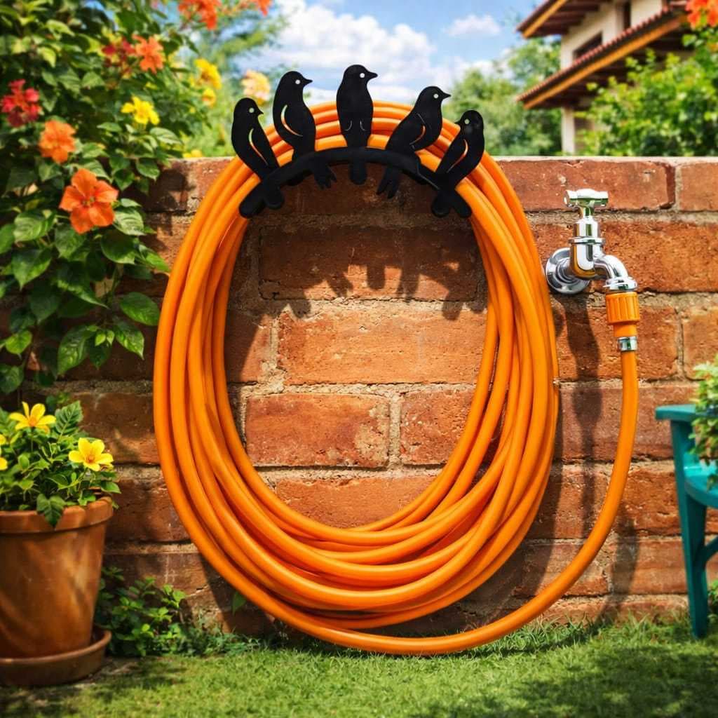 Suporte Enrolador Porta Mangueira Organizador de Jardim em Aço Ferro Fixo de Parede Modelos + Kit Instalação